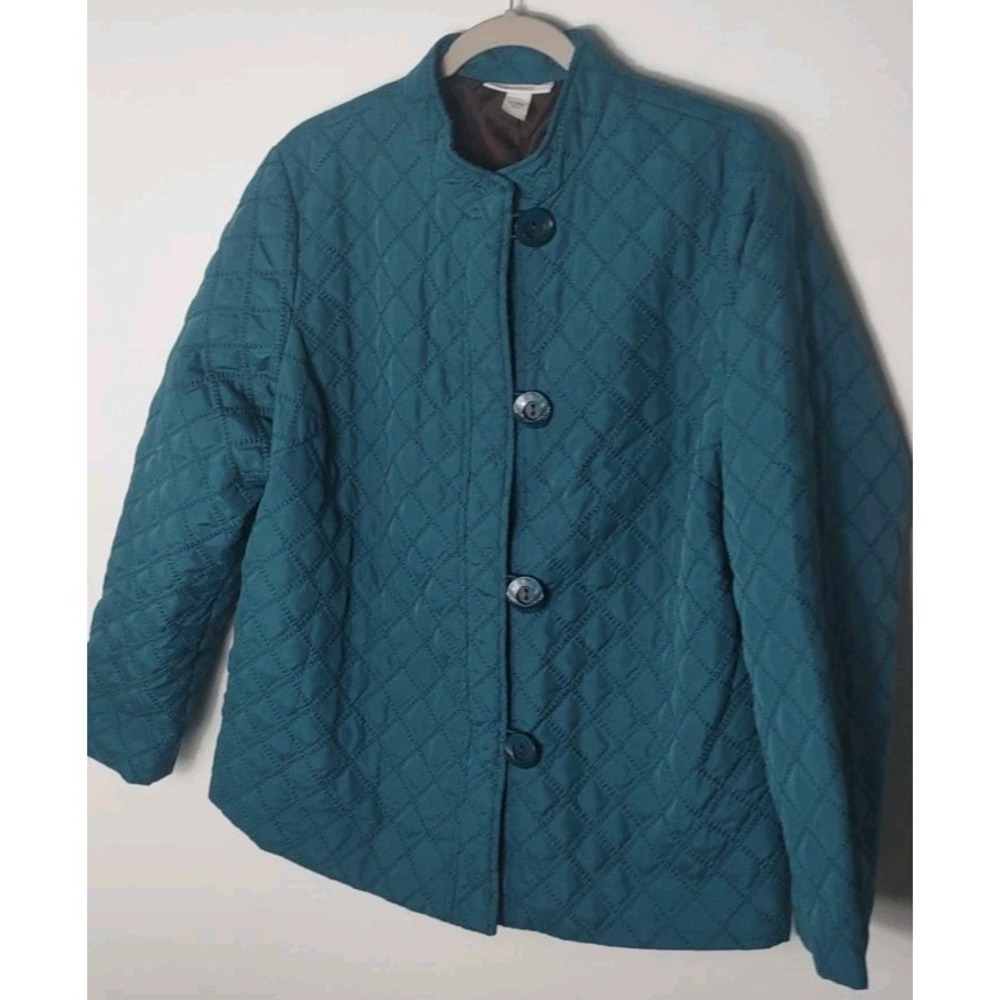 Barn Coat Classic Lightweigt Barn Coat Diamond Quilted Button Down Navy Sz 14/16
